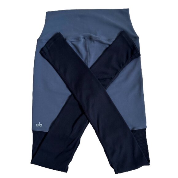 Alo Yoga Goddess Ribbed Dancer Leggings Gray Ribbed Long Foot Stirrup Style S - Picture 5 of 8